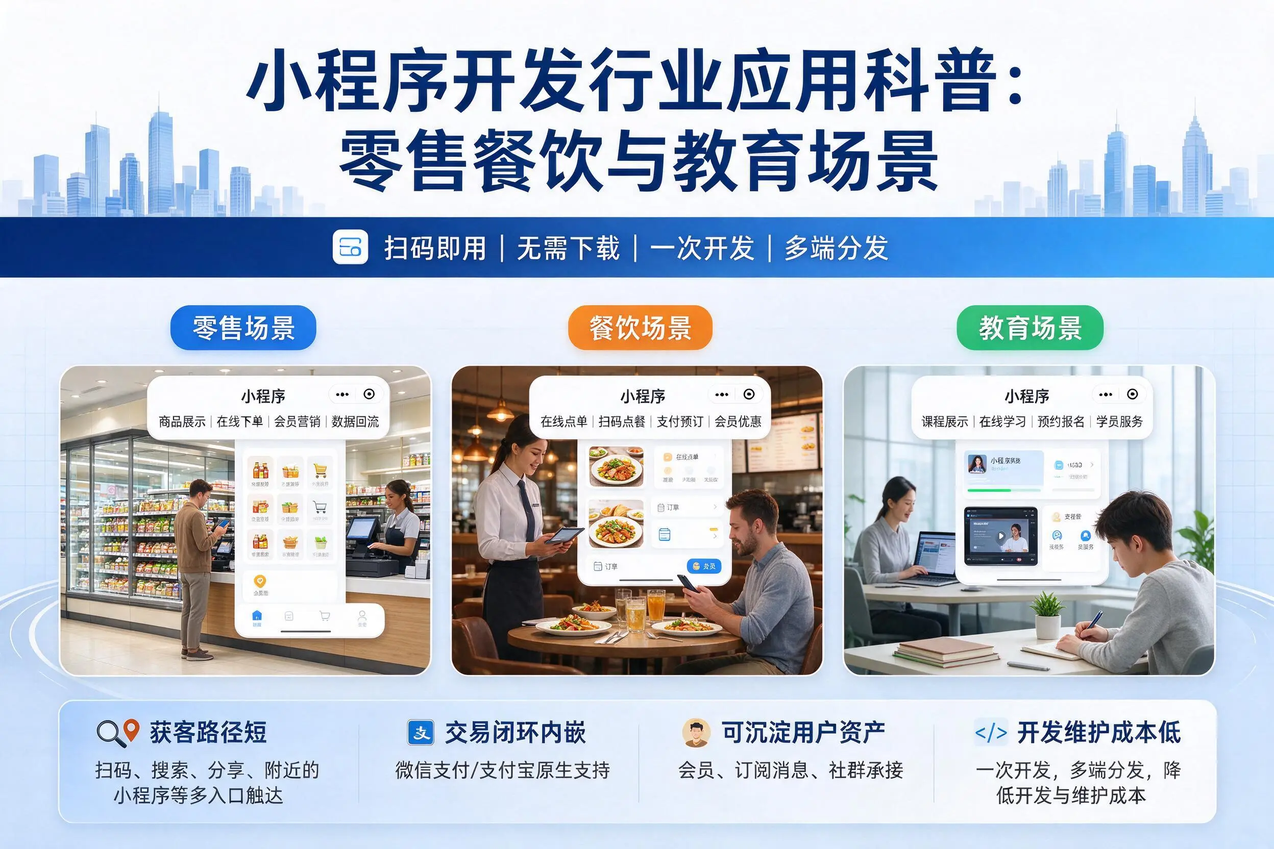 文昌小程序开发行业应用科普:零售餐饮与教育场景