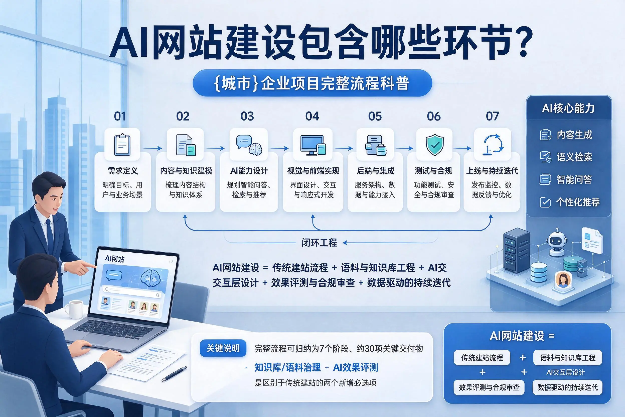 AI网站建设包含哪些环节?文昌企业项目完整流程科普